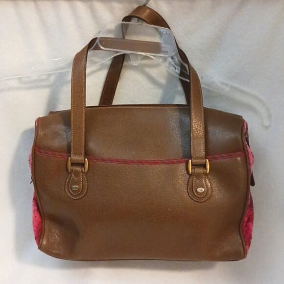 Vintage Gucci Satchel Handbag BROWN Leather Red details Grannycore Retro Classic - Picture 1 of 16